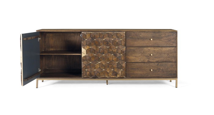 Giner y Colomer Aparador de Mango y Metal Nogal y Oro 190 cm